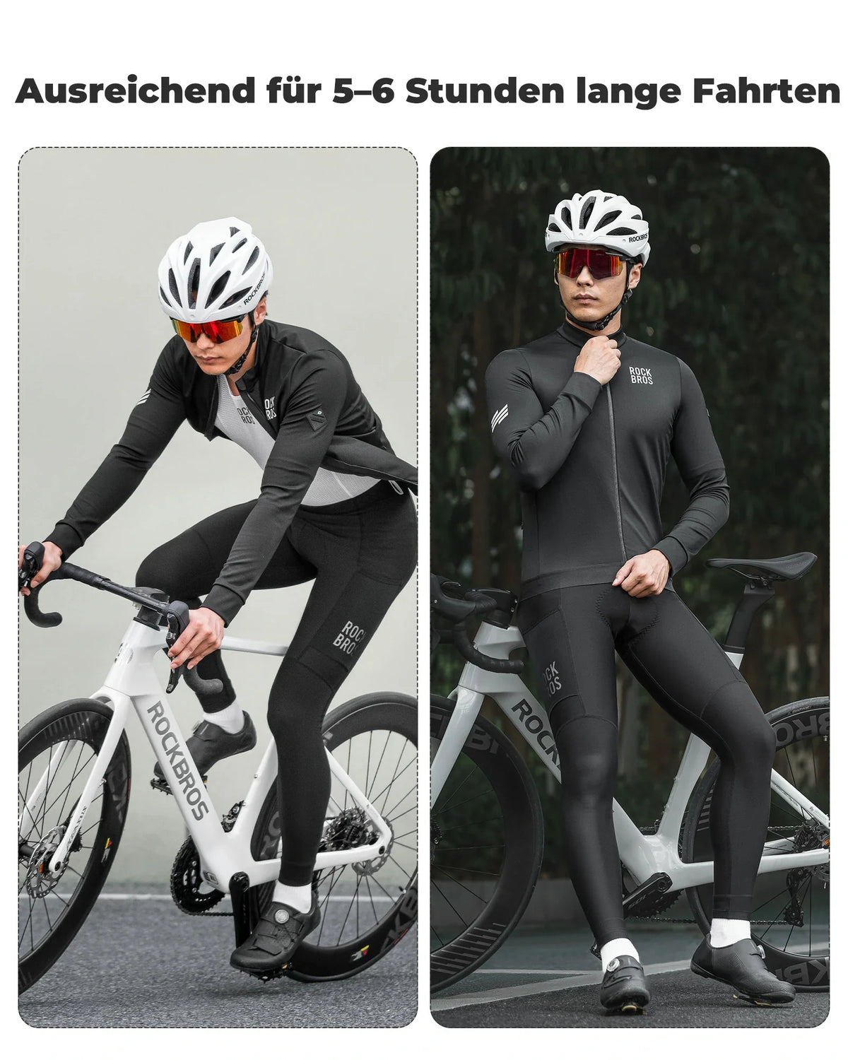 ROCKBROS Lang Fahrradhose für Herren Thermo Radlerhose 3D gepolstert