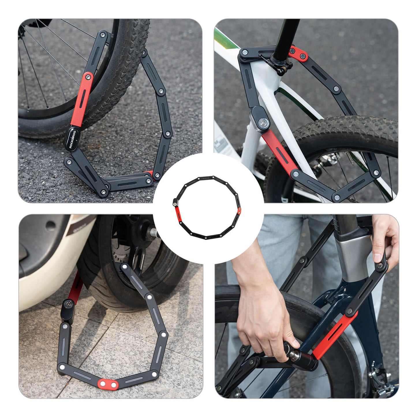 Fahrrad Klapp-Fahrradschloss Robust Diebstahlschutz mit 2 Schlüsseln ROCKBROS