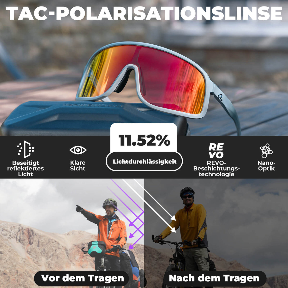 ROCKBROS Sonnenbrille Selbsttönend UV400-Schutz