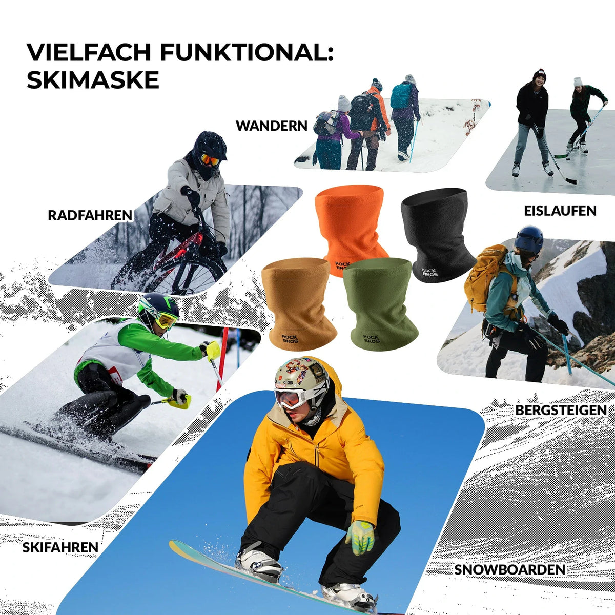 ROCKBROS Winter Schlauchschal Fleece Halswärmer, Winddichtes Multifunktionstuch