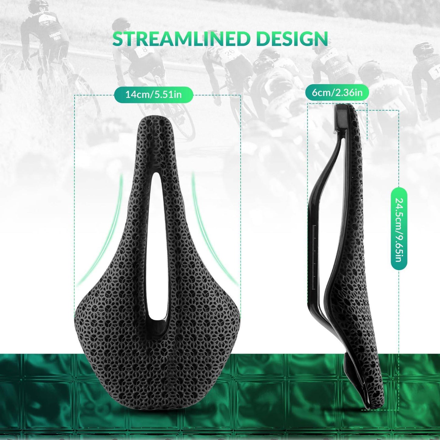 3D Druck Carbon Rennradsattel Ultraleicht Stoßdämpfender Ergonomischer ROCKBROS