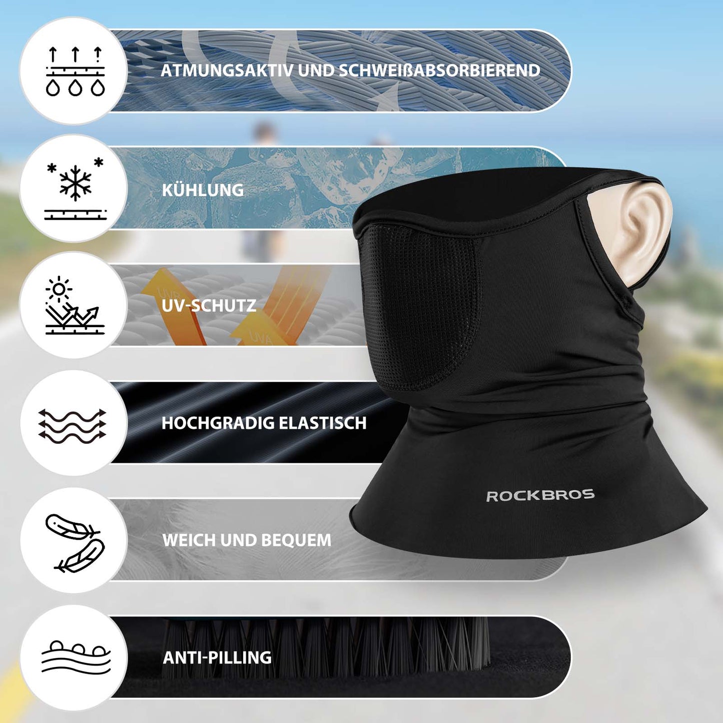 Balaclavas Multifunktion Atmungsaktiv Gesichtsbedeckung Unisex ROCKBROS