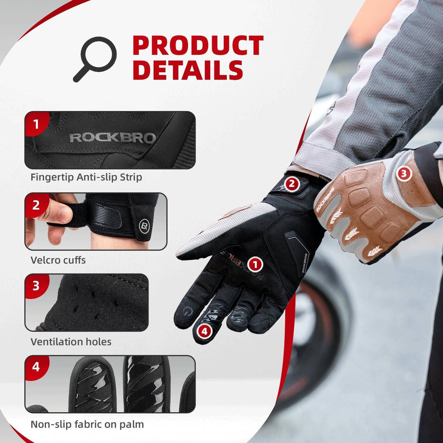 Fahrradhandschuhe Winter Herbst Herren MTB Stoßdämpfend Handschuhe ROCKBROS