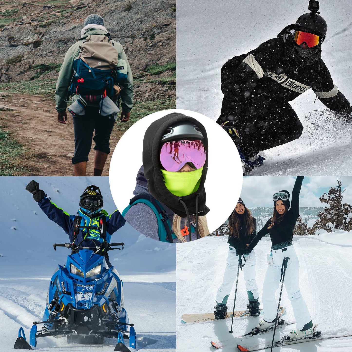 Winter Skimaske Vlies Balaclava für Frauen und Männer Schwarz Grün ROCKBROS