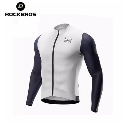 ROCKBROS Langarm Radtrikot Herren Fahrradtrikot Atmungsaktive Schnell Trocknend Fahrradbekleidung Reißverschluss mit 3 Taschen T Shirt für Männer Rennrad MTB Europäische Größe