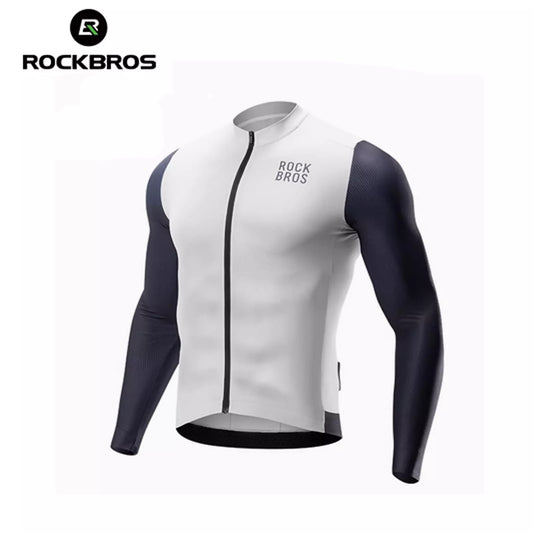 ROCKBROS Langarm Radtrikot Herren Fahrradtrikot Atmungsaktive Schnell Trocknend Fahrradbekleidung Reißverschluss mit 3 Taschen T Shirt für Männer Rennrad MTB Europäische Größe