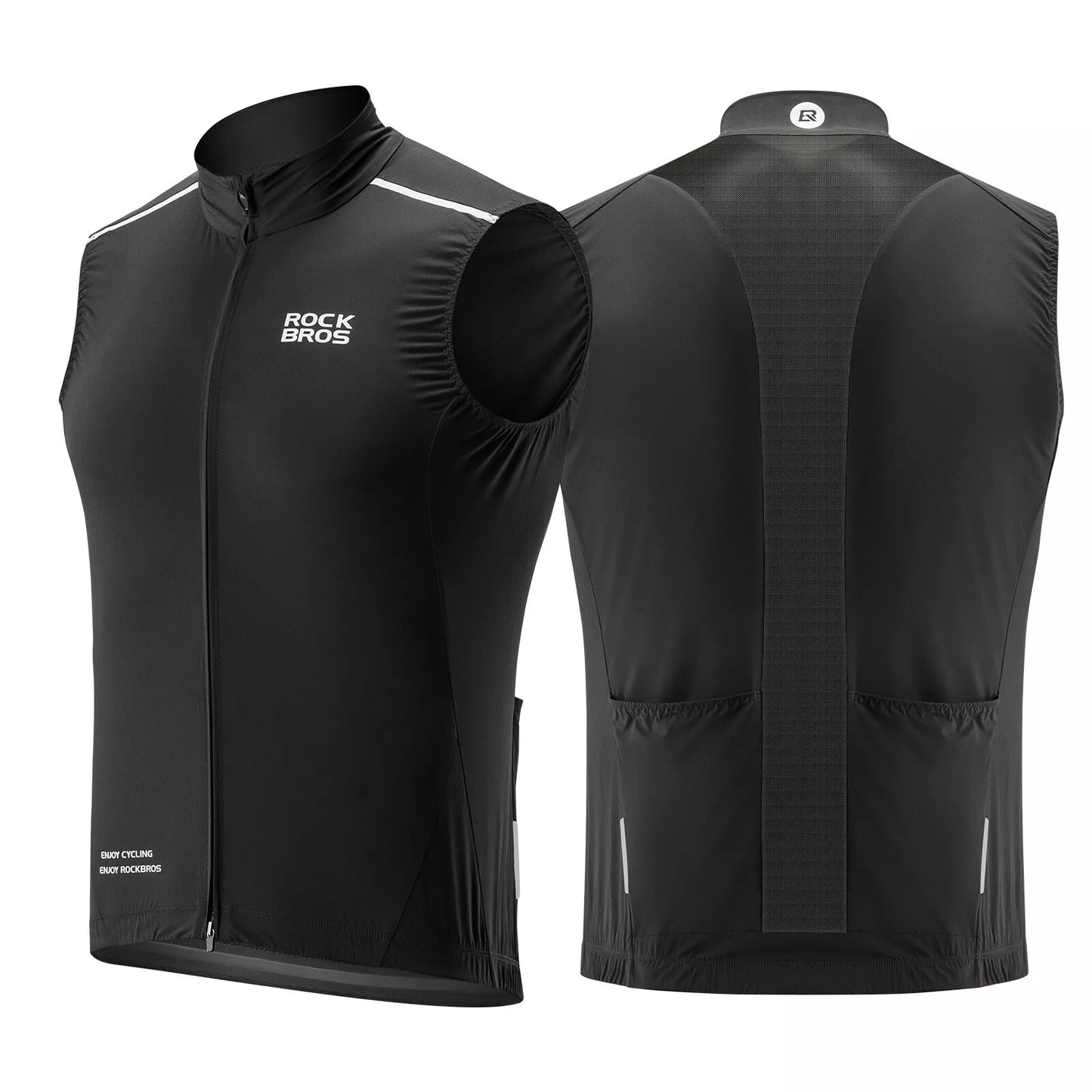 ROCKBROS Windweste Radsport Sportweste winddichte Warnweste Fahrrad Ärmellose Jacke Wasserabweisend Softshellweste