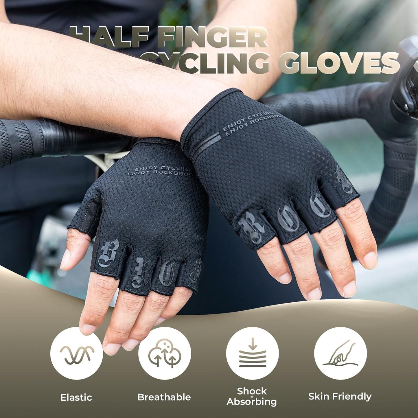ROCKBROS Fahrradhandschuhe Kurze Halbfingerhandschuhe Sport Handschuhe Sommer