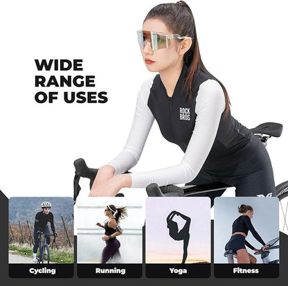 ROCKBROS Radtrikot Damen Langarm Fahrradtrikot Sommer Fahrrad Jacke Radsporttrikot Rennrad Trikot mit 3 Rückentaschen MTB Fahrradkleidung Atmungsaktiv