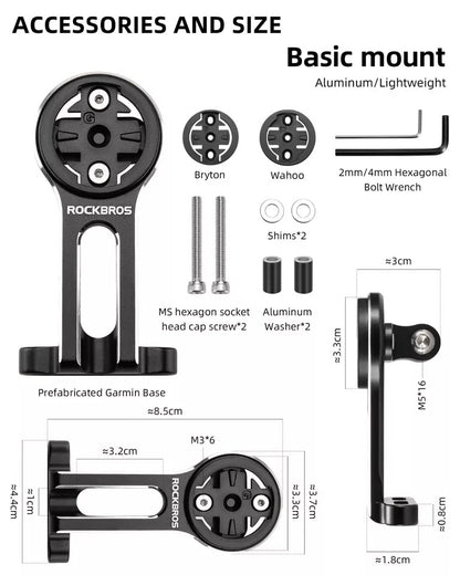 ROCKBROS Fahrradcomputer Halterung für Garmin Bryton Wahoo GPS Lenkerhalter Alu