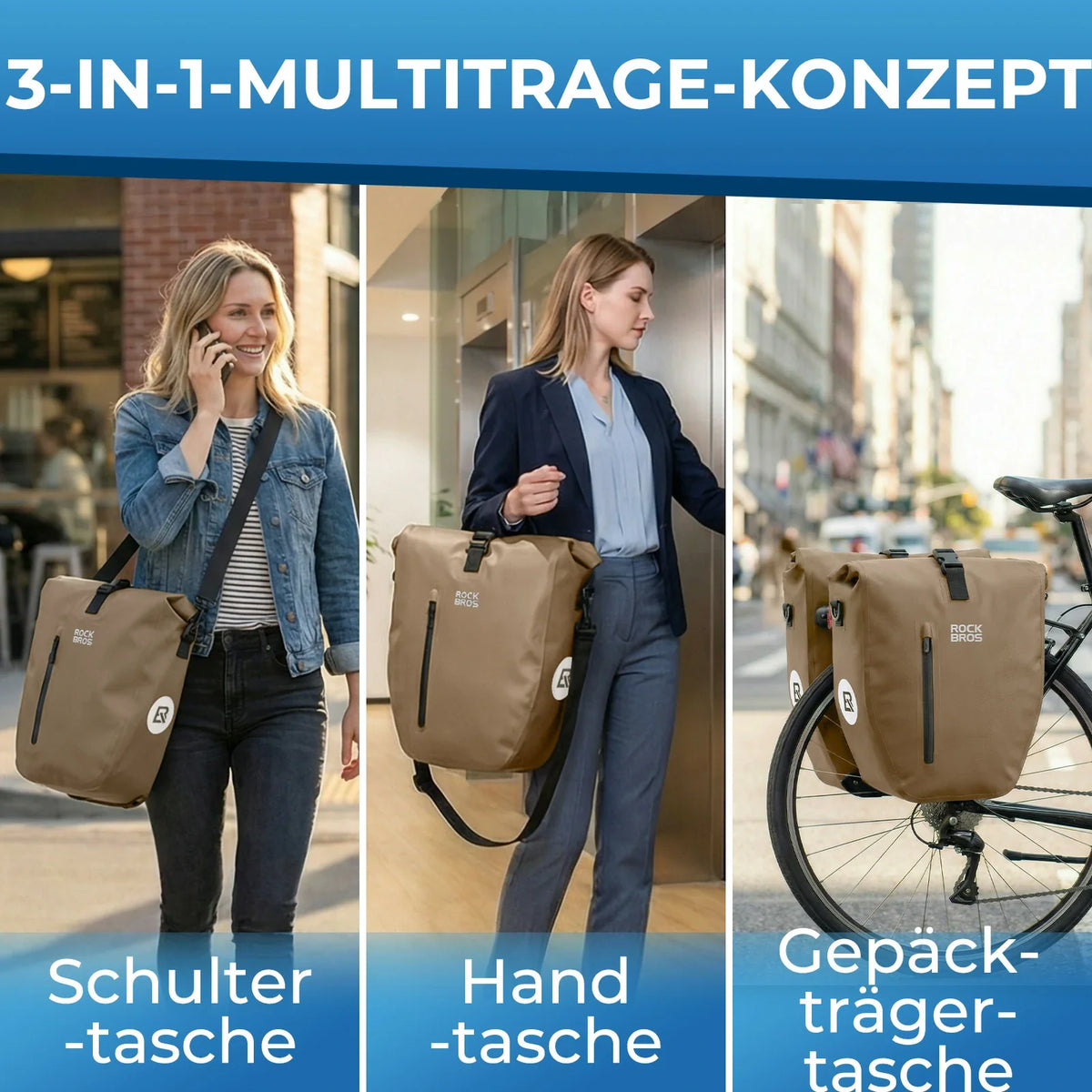 ROCKBROS 15L-20L Fahrrad Gepäckträgertasche 3-in-1