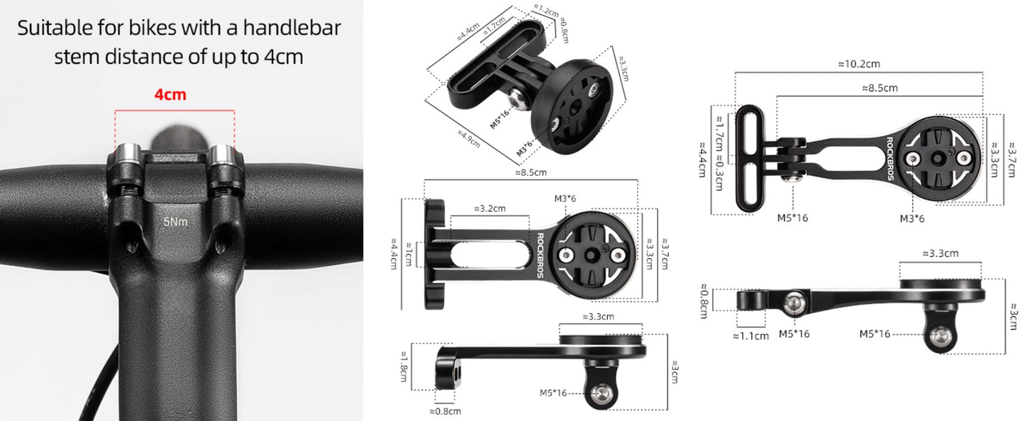 ROCKBROS Fahrradcomputer Halterung für Garmin Bryton Wahoo GPS Lenkerhalter Alu