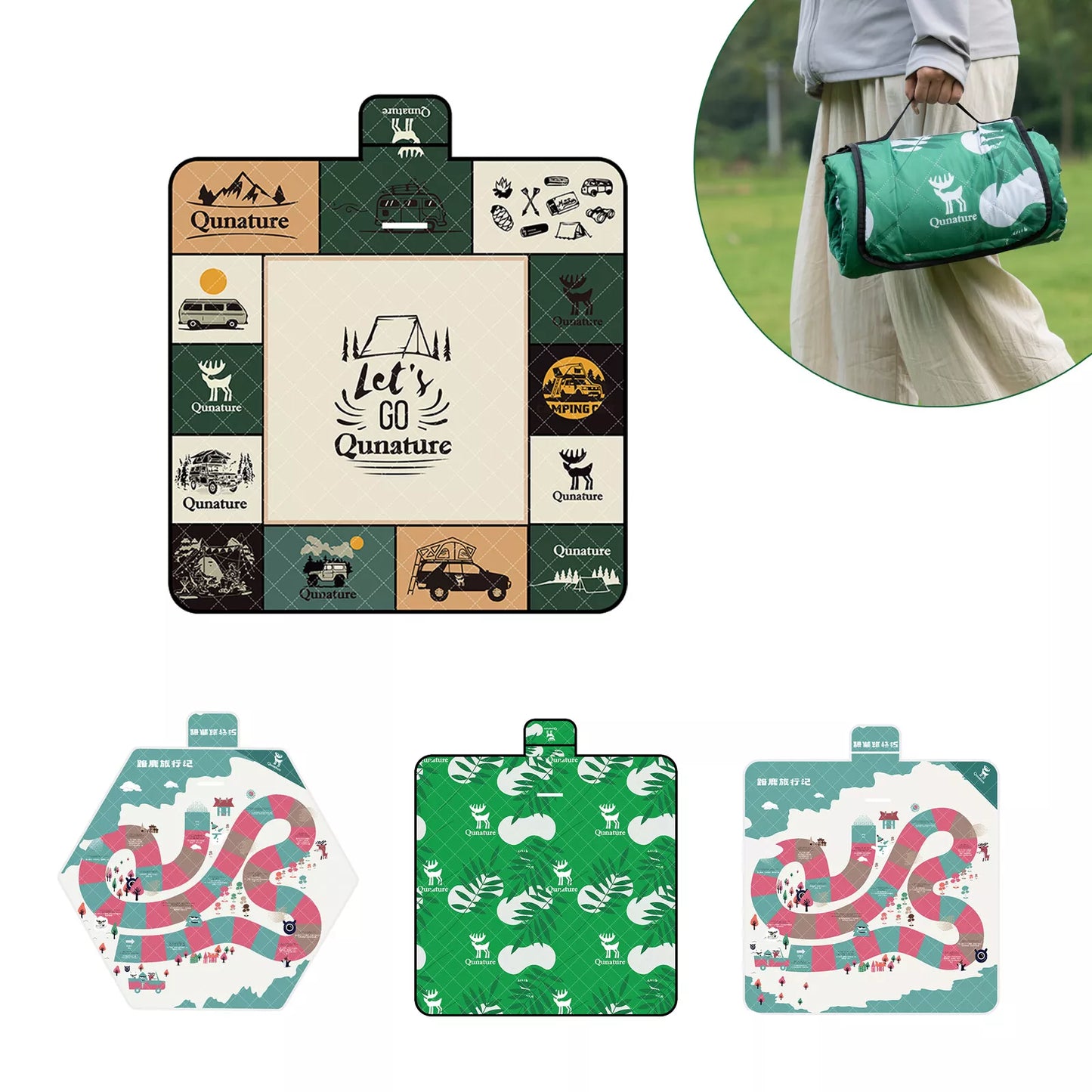 Qunature Picknickdecke 200x200cm Campingdecke Picknickmatte Outdoors Wasserdicht