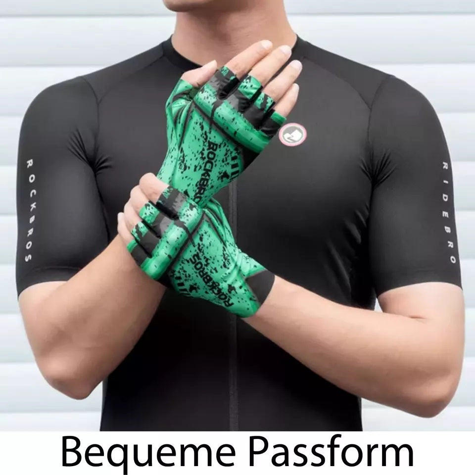 ROCKBROS Fahrradhandschuhe Sport Halbfingerhandschuhe ohne Finger SBR Handschuhe