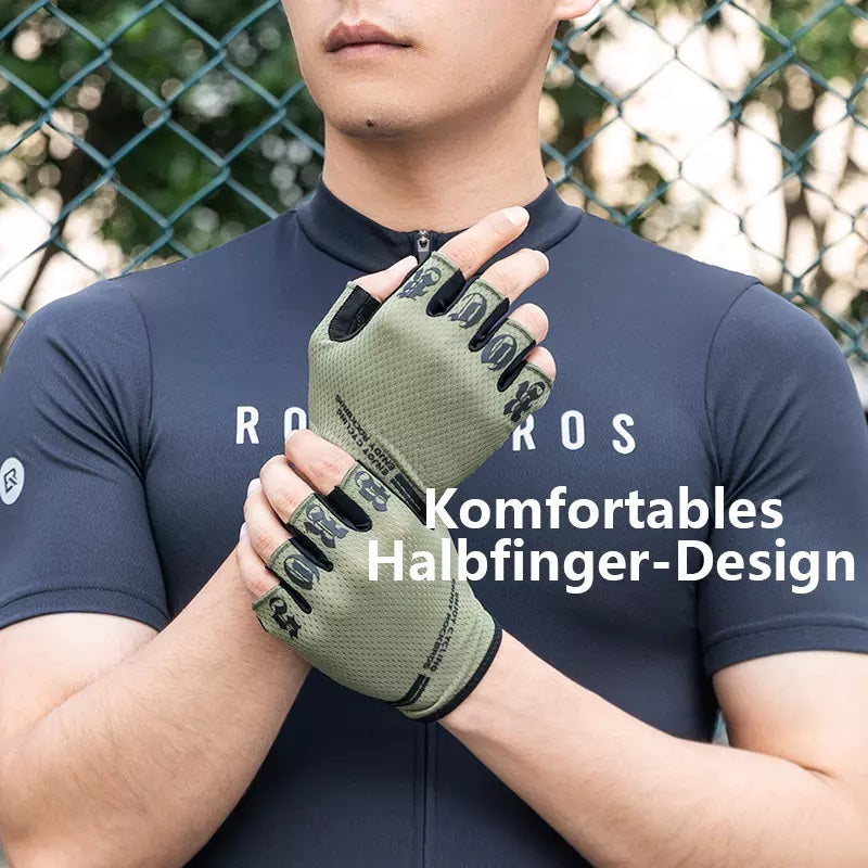 ROCKBROS Fahrradhandschuhe Kurze Halbfingerhandschuhe Sport Handschuhe Sommer