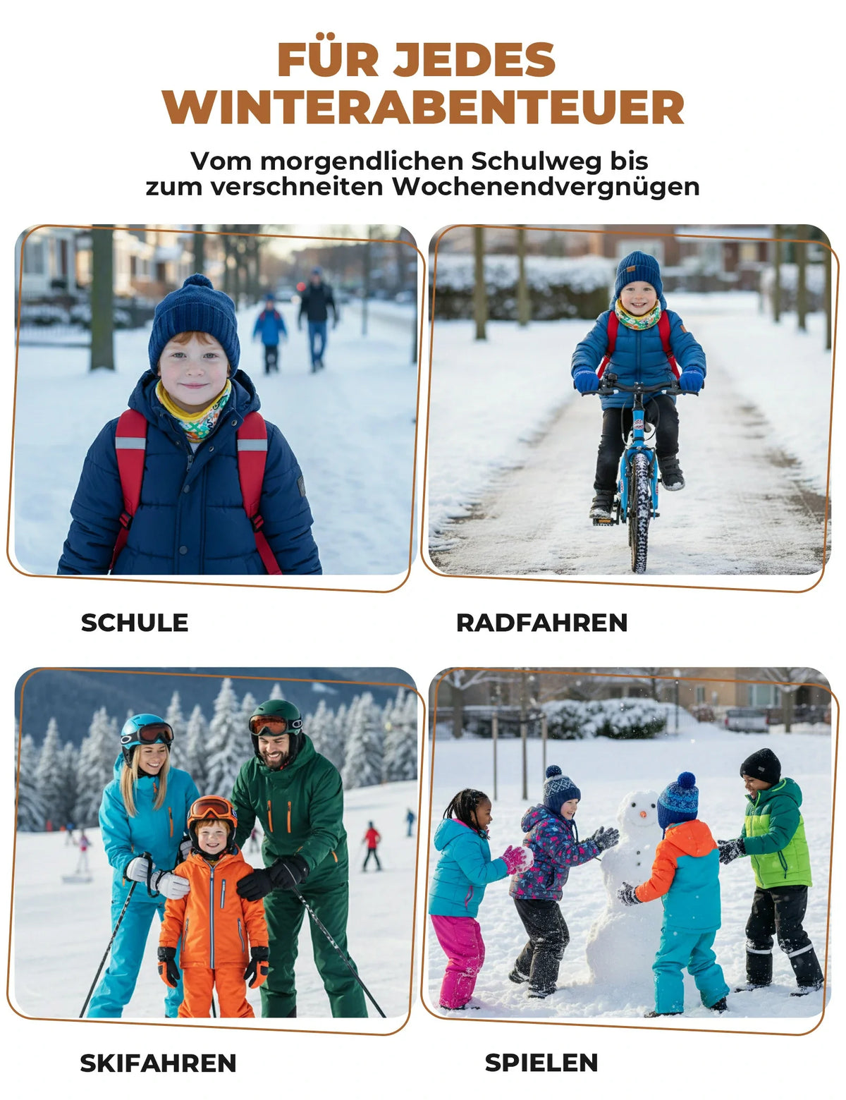 ROCKBROS 2-in-1 Kinder Halstuch & Mütze Doppelseitig Schlauchschal Wärmende Halswärmer Multifunktionstuch