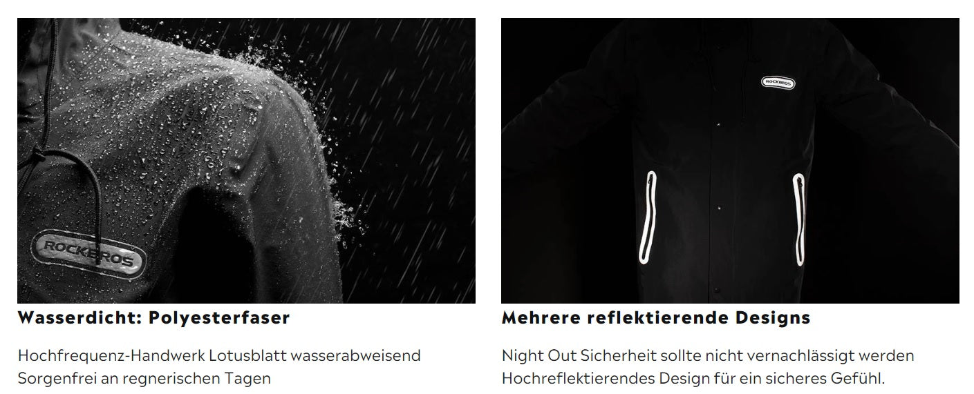 ROCKBROS Regenmantel Regenjacke Wasserdicht Winddicht Damen Herren
