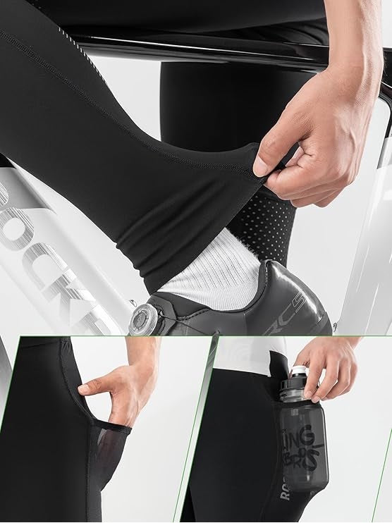ROCKBROS Lange Fahrradhose Herren und Frauen Radlerhose für Vier Jahreszeiten mit 4D Gepolstert Lange Radhose mit Taschen Laufhose Atmungsaktive MTB