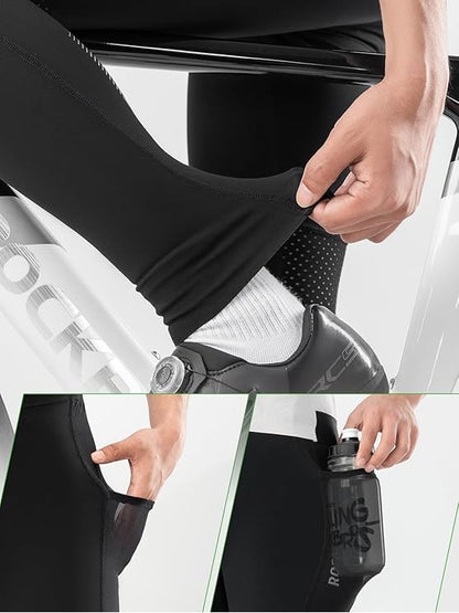 ROCKBROS Lange Fahrradhose Herren und Frauen Radlerhose für Vier Jahreszeiten mit 4D Gepolstert Lange Radhose mit Taschen Laufhose Atmungsaktive MTB