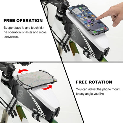 ROCKBROS Fahrradtasche Rahmentasche mit Handyhalterung für 4-6,5 Zoll Handy