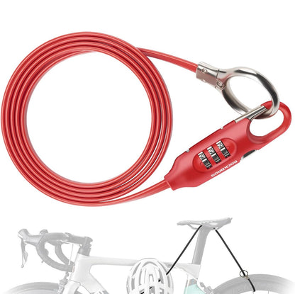 ROCKBROS Fahrradschloss Kabelschloss 150cm mit Zahlencode Anti-Diebstahl für Fahrrad Roller Babywagen Rot / Schwarz