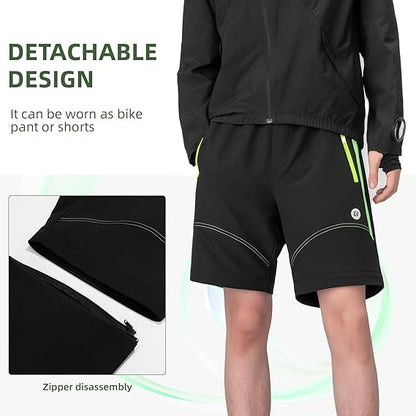 ROCKBROS Fahrradhose Doppellagig Abnehmbar Sporthose Lang Radhose mit Sitzpolster Gepolsterte Fahrrad Hosen Herren Atmungsaktive MTB Rennrad