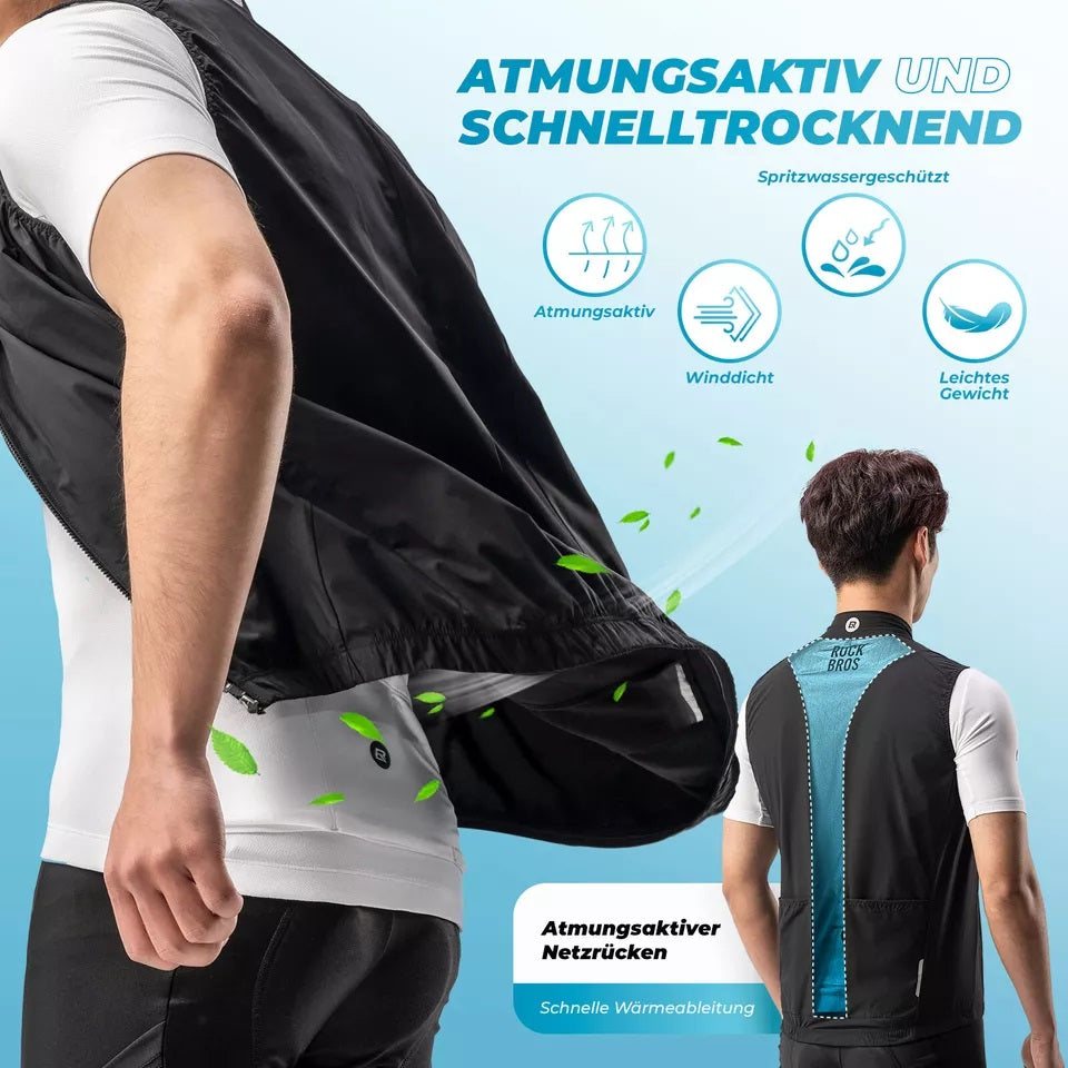 ROCKBROS Windweste Radsport Sportweste winddichte Warnweste Fahrrad Ärmellose Jacke Wasserabweisend Softshellweste