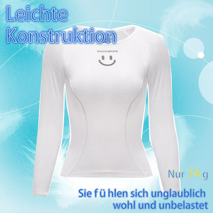 ROCKBROS Langarm Shirt Damen Radtrikot Atmungsaktiv Schnelltrocknend Fahrrad Bekleidung Frauen Geeignet für Laufen Tennis Wandern Basic Sport Unterhemd