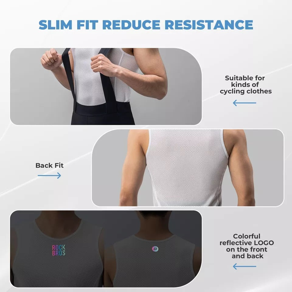 ROCKBROS Unterhemd Herren Fahrradweste Atmungsaktive Tank-top Basisschicht Weiß