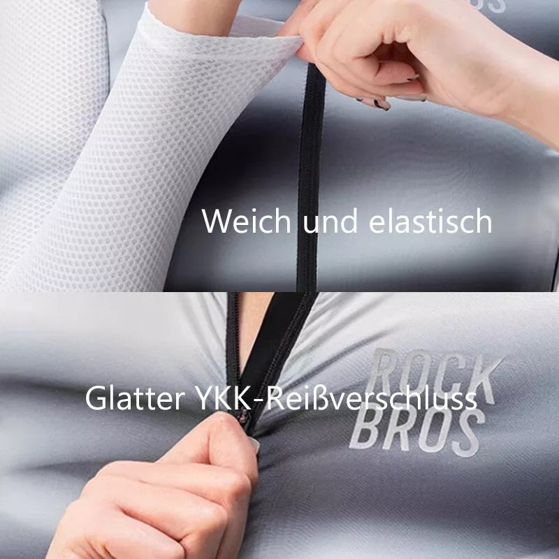 ROCKBROS Damen Fahrradtrikot Langarm Gradientenfarbe MTB Radtrikot Atmungsaktiv