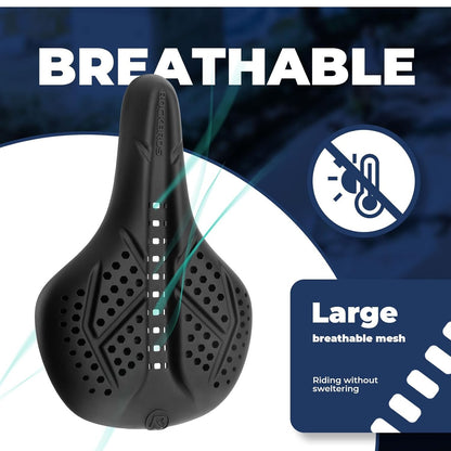 ROCKBROS Fahrrad Sattelbezug Gel Fahrradsitz Bezug Atmungsaktiv Polstersattelüberzug Sattel Überzug für Männer und Frauen Schwarz/Grau (25,5 * 18cm)