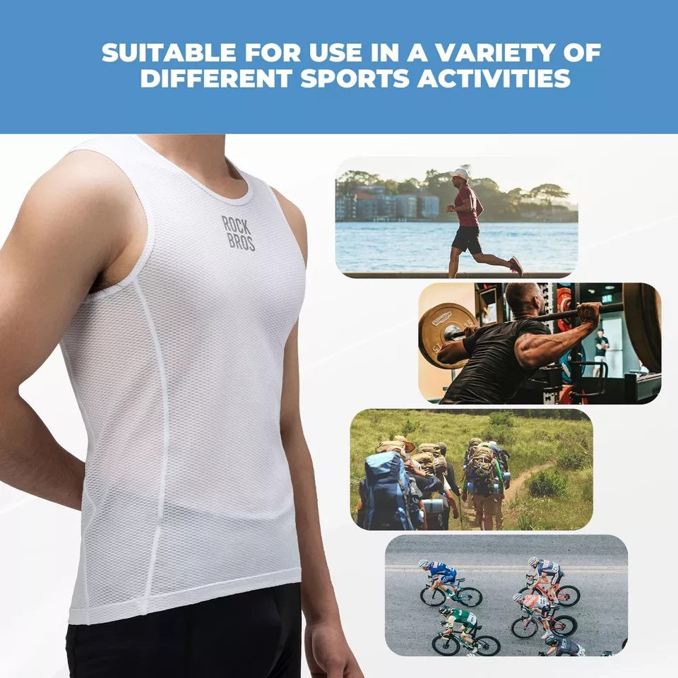 ROCKBROS Unterhemd Herren Fahrradweste Atmungsaktive Tank-top Basisschicht Weiß