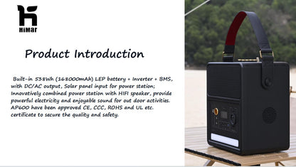 Sound Powerstation 538 W und leistungsstarker lauter kabelloser tragbarer Bluetooth-Heimlautsprecher und integrierte Ladestation, 230V Steckdose, 65W USB-C PD, für Outdoor