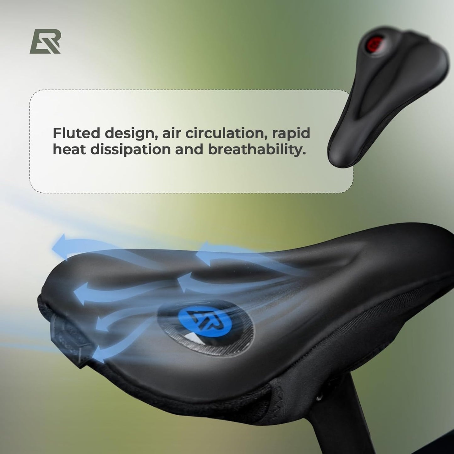 ROCKBROS Gel Sattelbezug Fahrrad Fahrradsattel Gelüberzug Gepolsterter Fahrradsitz mit wasserdichtem Sattelschutz für Männer und Frauen 28cm x 17,5cm Blau/Rot