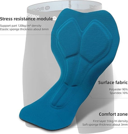 ROCKBROS Fahrradhose Doppellagig Abnehmbar Sporthose Lang Radhose mit Sitzpolster Gepolsterte Fahrrad Hosen Herren Atmungsaktive MTB Rennrad