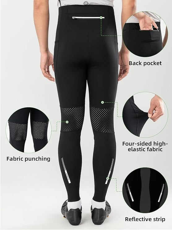 ROCKBROS Lange Fahrradhose Herren und Frauen Radlerhose für Vier Jahreszeiten mit 4D Gepolstert Lange Radhose mit Taschen Laufhose Atmungsaktive MTB