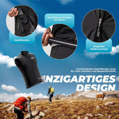 ROCKBROS Windweste Radsport Sportweste winddichte Warnweste Fahrrad Ärmellose Jacke Wasserabweisend Softshellweste
