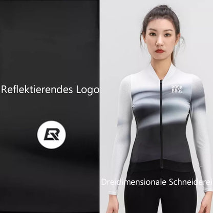 ROCKBROS Damen Fahrradtrikot Langarm Gradientenfarbe MTB Radtrikot Atmungsaktiv