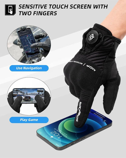 ROCKBROS Motorradhandschuhe Herren Handschuhe Motorrad Sommer Schutzhandschuhe mit Touchscreen Atmungsaktiv Sport Handschuhe für MTB Fahrrad Moto Roller Jagen