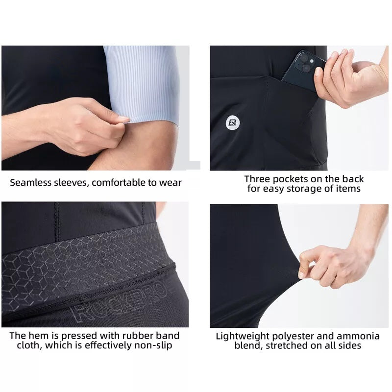 ROCKBROS Leicht Herren Fahrradtrikot Kurzarm Trikot MTB/Rennrad EU Größe