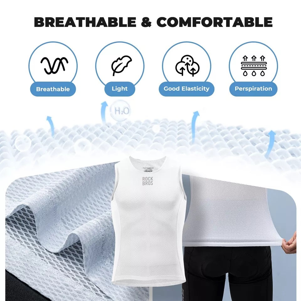 ROCKBROS Unterhemd Herren Fahrradweste Atmungsaktive Tank-top Basisschicht Weiß