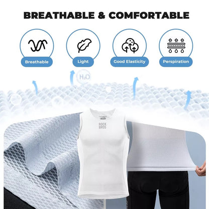 ROCKBROS Unterhemd Herren Fahrradweste Atmungsaktive Tank-top Basisschicht Weiß