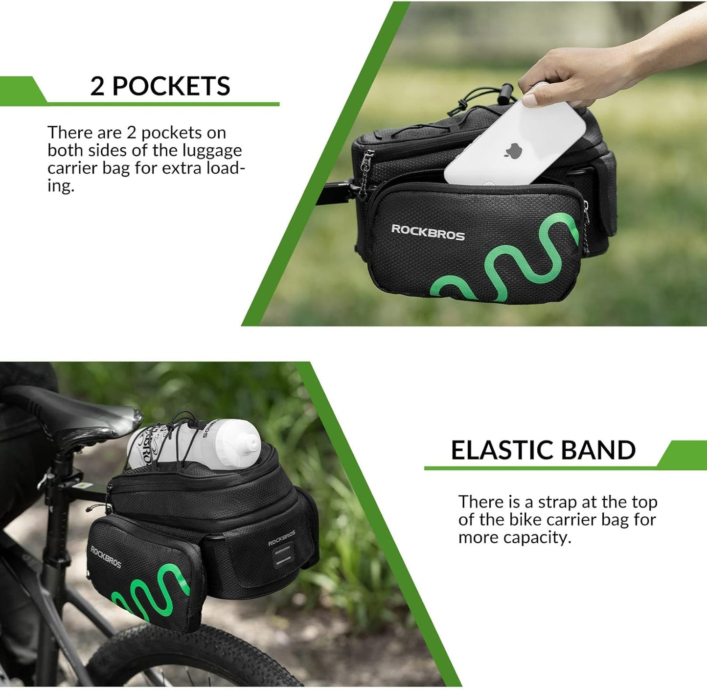 ROCKBROS Gepäckträgertasche Fahrrad Satteltasche Schnellspanner Erweiterbar 6/8L