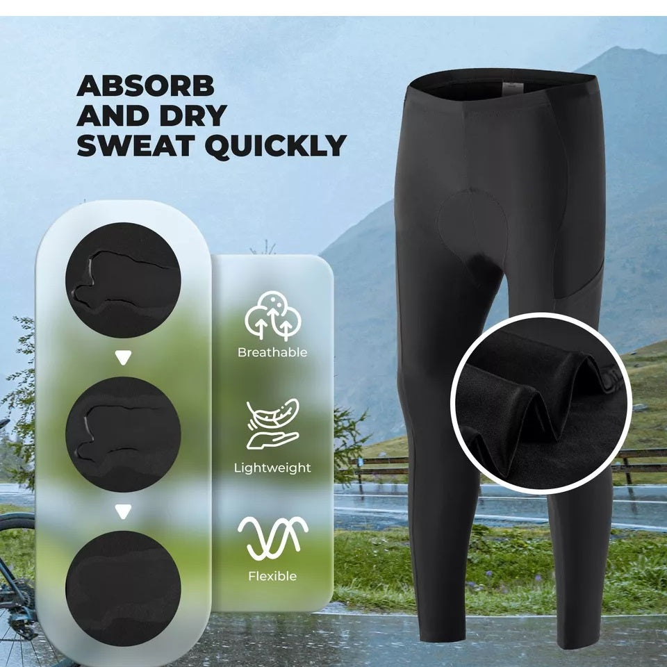 ROCKBROS Fahrradhose Herren Lange Kompression Radlerhose mit Taschen Gepolsterte Leggings Elastische Atmungsaktive Fahrrad Hose mit Sitzpolster für Herbst/Frühling