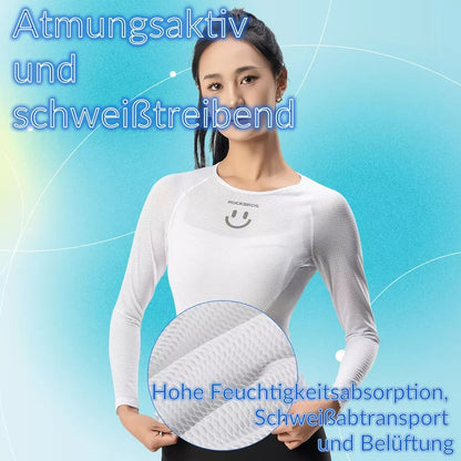 ROCKBROS Langarm Shirt Damen Radtrikot Atmungsaktiv Schnelltrocknend Fahrrad Bekleidung Frauen Geeignet für Laufen Tennis Wandern Basic Sport Unterhemd