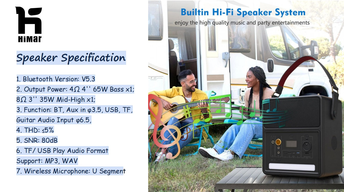 Sound Powerstation 538 W und leistungsstarker lauter kabelloser tragbarer Bluetooth-Heimlautsprecher und integrierte Ladestation, 230V Steckdose, 65W USB-C PD, für Outdoor