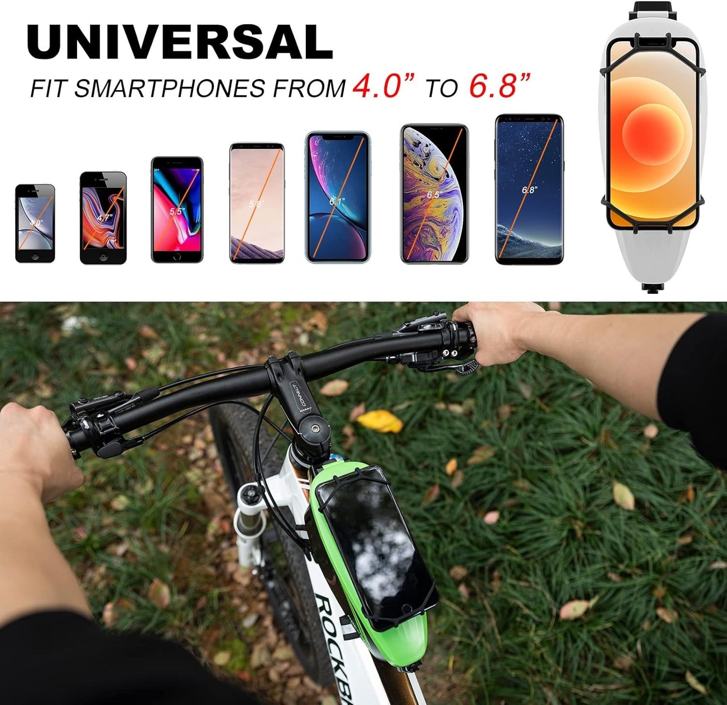 ROCKBROS Fahrradtasche Rahmentasche mit Handyhalterung für 4-6,5 Zoll Handy