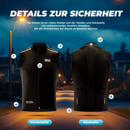 ROCKBROS Windweste Radsport Sportweste winddichte Warnweste Fahrrad Ärmellose Jacke Wasserabweisend Softshellweste