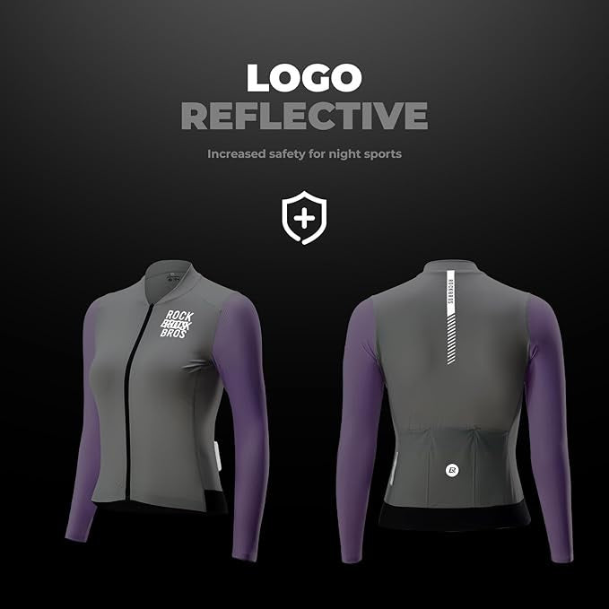 ROCKBROS Radtrikot Damen Langarm Fahrradtrikot Sommer Fahrrad Jacke Radsporttrikot Rennrad Trikot mit 3 Rückentaschen MTB Fahrradkleidung Atmungsaktiv