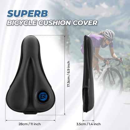 ROCKBROS Gel Sattelbezug Fahrrad Fahrradsattel Gelüberzug Gepolsterter Fahrradsitz mit wasserdichtem Sattelschutz für Männer und Frauen 28cm x 17,5cm Blau/Rot